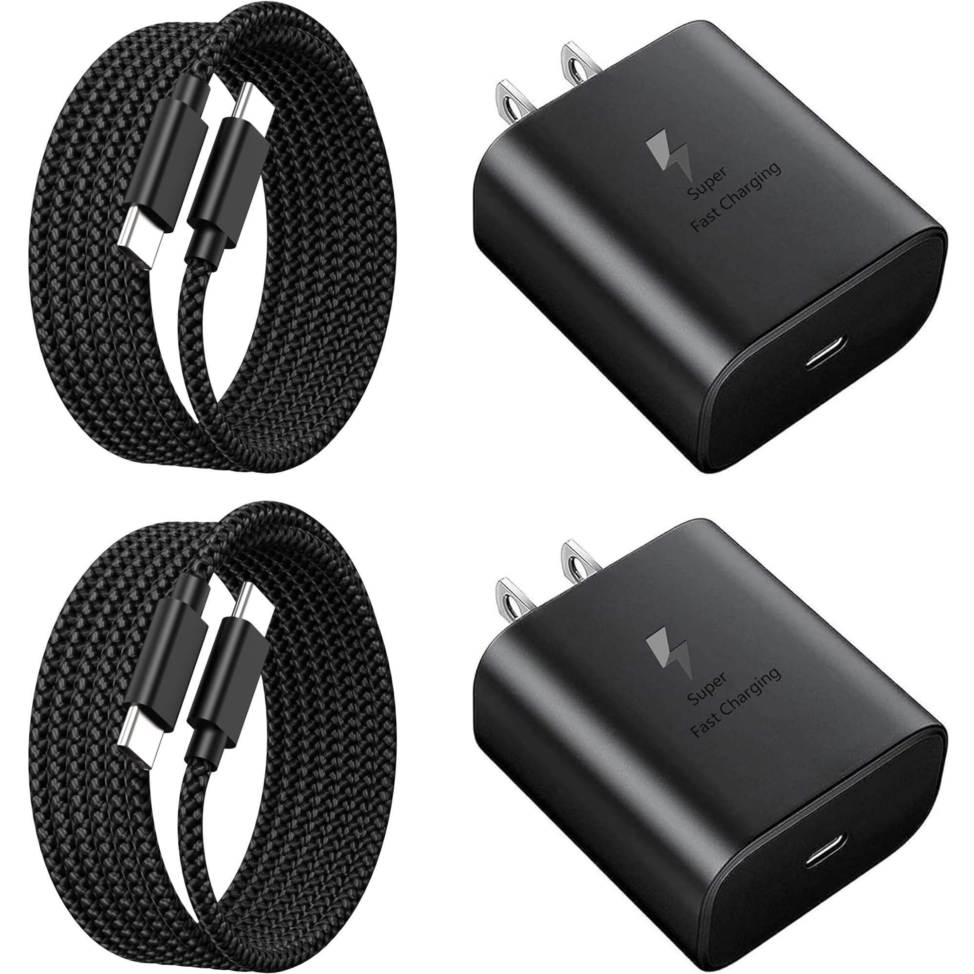 45W Super Fast Charger USB C 3.0 with Type C Charging Nylon Braided Cable Compatible with Samsung Charger Fast Charging Cord for Galaxy S25 Ultra/S24/S23/S22