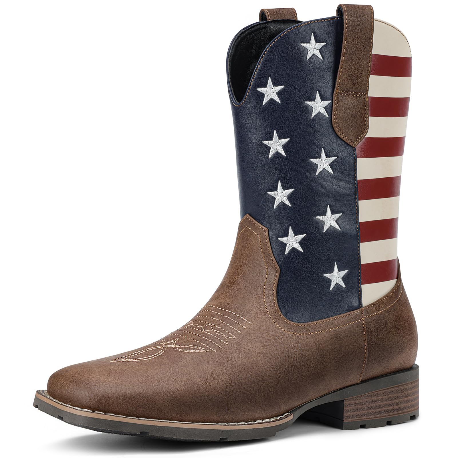 Cowboy Boots For Men - Western Boot Men's Cowboy Boots With Square Toe | Cowboy Western Boot | Pull-on Boots| Old West Style Embroidered