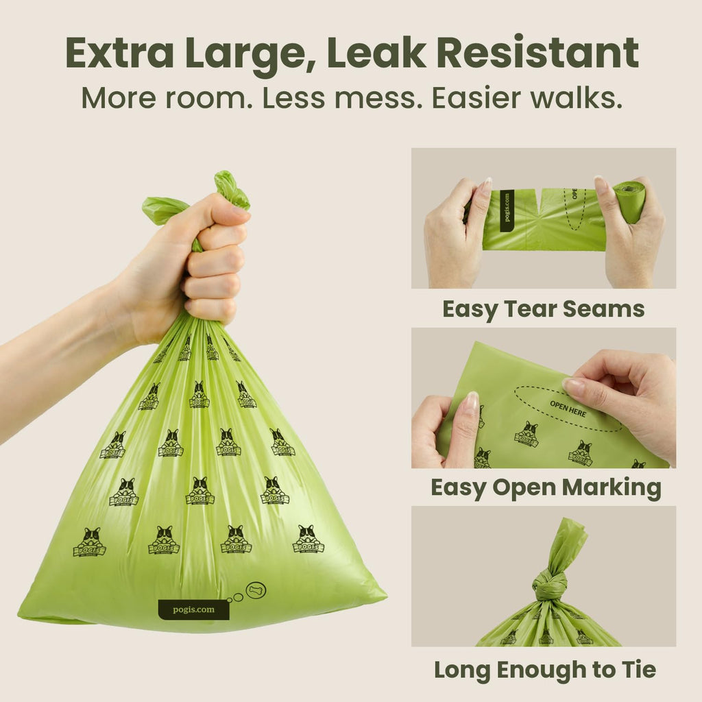 Pogi’s Dog Poop Bags – Leak-Proof & Extra Thick Pet Waste Bags (Fresh Scent, 10 Rolls, 150-Count)