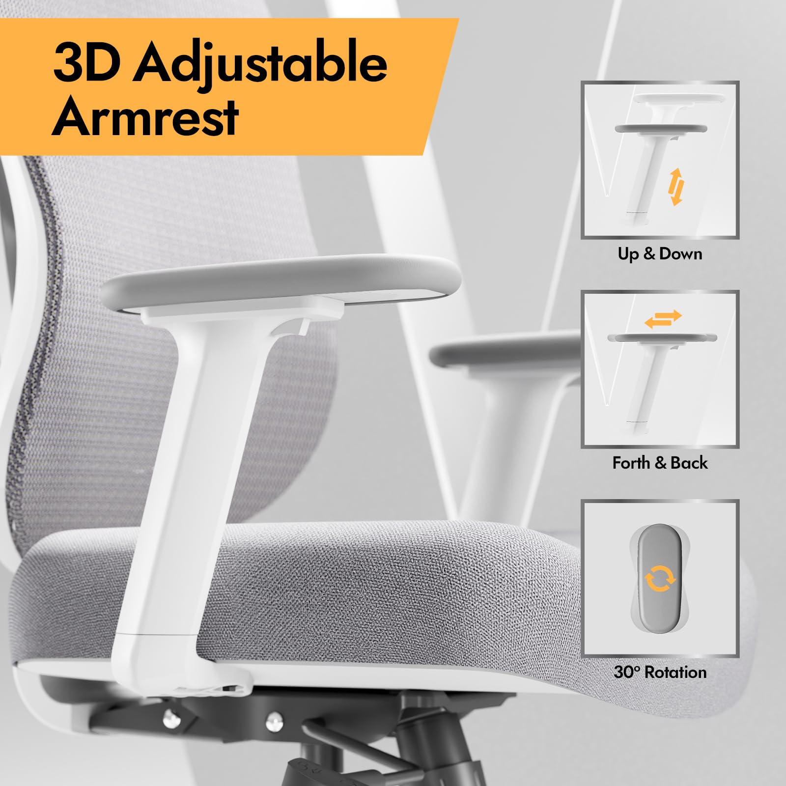 HOLLUDLE Ergonomic Mesh Office Chair - 3D Adjustable Lumbar Support & 3D Armrests, V-Shaped Back, Adjustable Desk Chair for Office & Home, Black