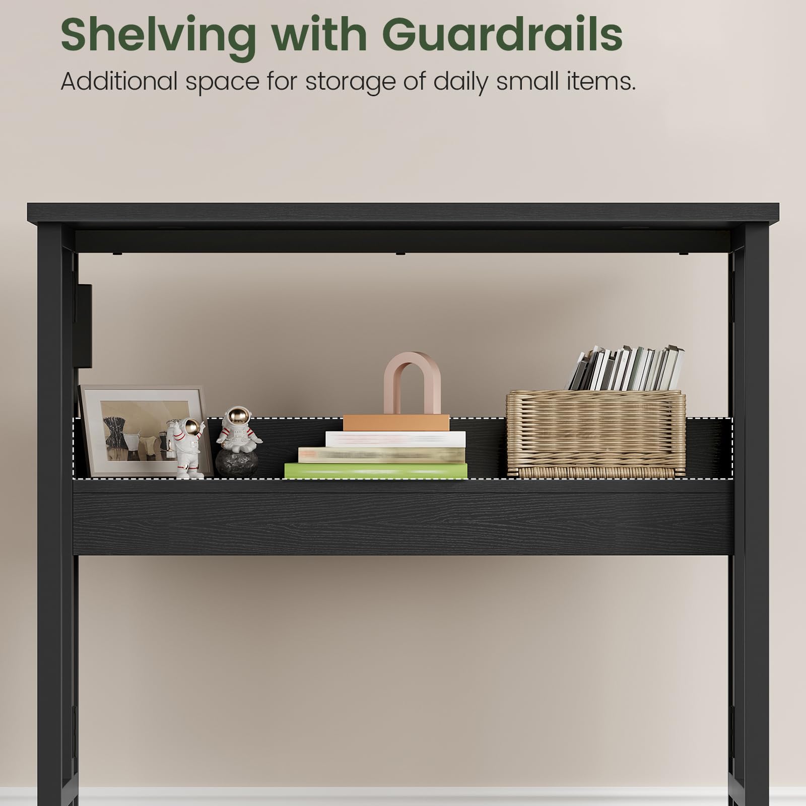 CHOEZON Folding Desk with Power Outlets, 31.5" Rolling Computer Table with Wheels, Portable Office Desk with Storage Shelf for Small Spaces Black TDN01UBB