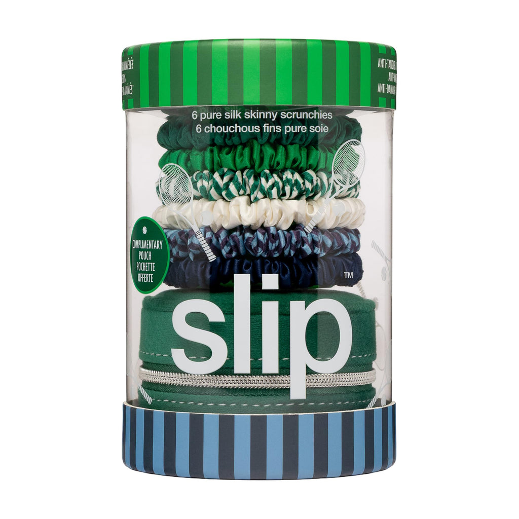 Slip Silk Hair Ties — Skinny Silk Auburn Scrunchies, No Damage, No Crease, Anti-Breakage |100% Mulberry Silk | All Hair Types | Made with Proprietary Slipsilk™ | Set of 4