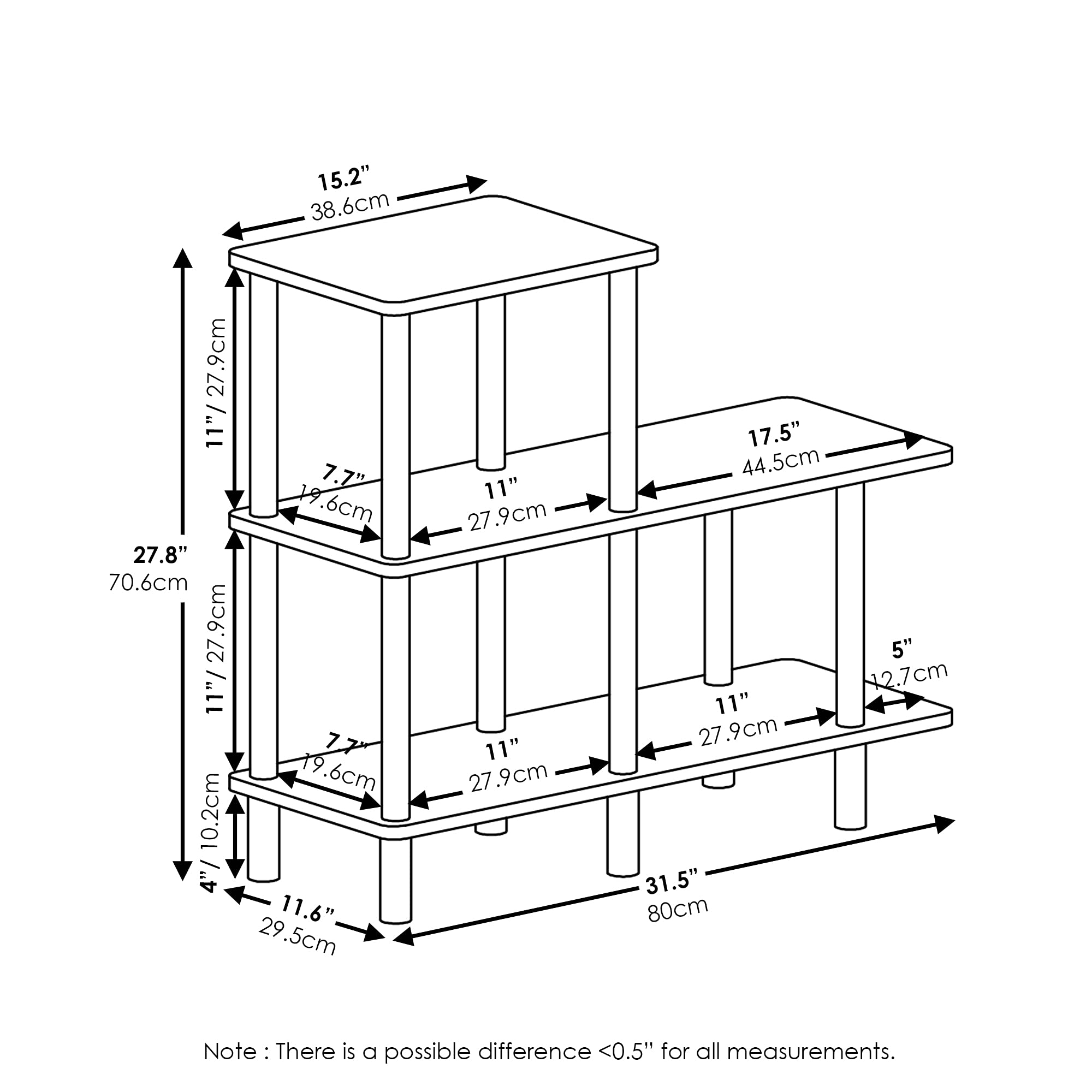 Furinno Turn-N-Tube 4-Tier Design Display Rack, Espresso/Black