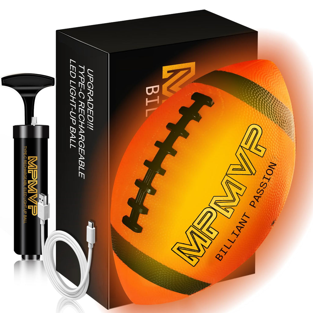 Glow in The Dark Football, Light Up LED Football Size 6, USB Rechargeable, Cool Outdoor Sports Boy Toys for Night Games, Birthday Gifts for Kids & Teens Age 6–12
