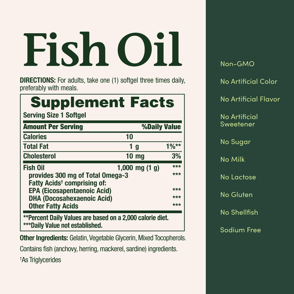 Nature's Bounty Fish Oil 1000 mg Coated Softgels, 220 Count