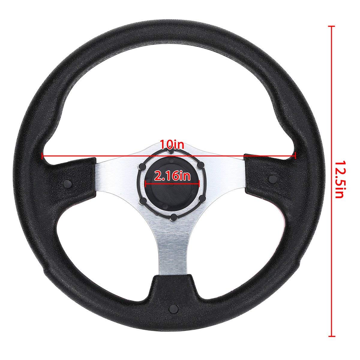10L0L Golf Cart Steering Wheel, 13' Universal Fit for EZGO TXT/RXV, Club Car DS/Precedent, Yamaha G2-G29 (Carbon Black)