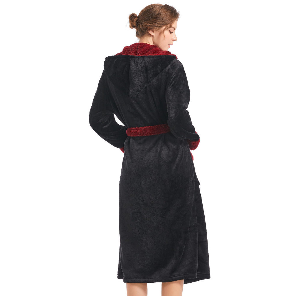 Inner Wish Women Hooded Plush Robe, Fleece Highly Absorbent Cozy Warm Bathrobe