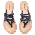 Ataiwee Women's Casual Flat Slide Sandals - Dressy Comfortable Criss Cross Strappy Summer Sandals,Open Toe Multi Strap Beach Flat Thong Sandals.