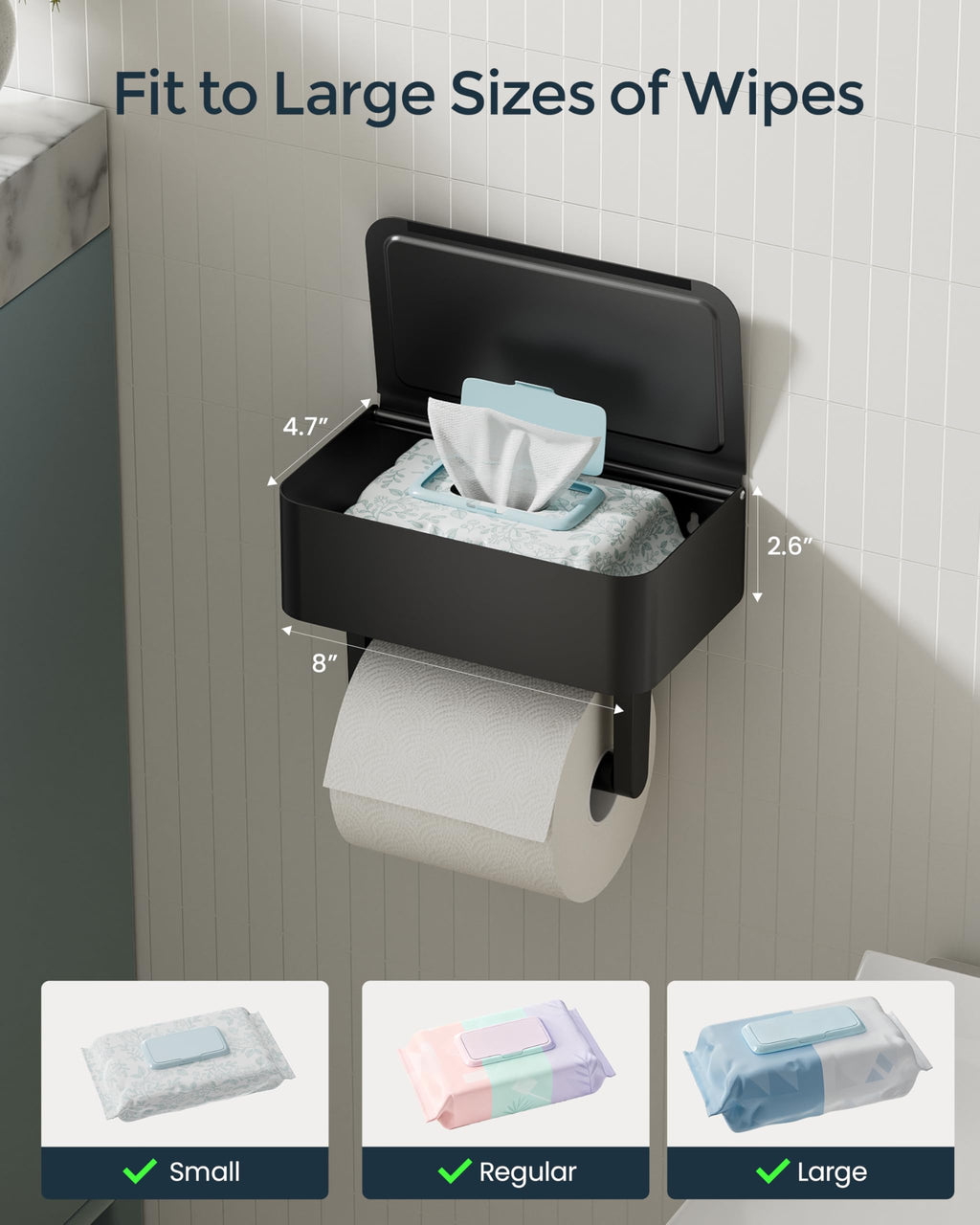 Toilet Paper Holder with Shelf, Wipes Holder for Bathroom, Flushable Wipes Dispenser, Stainless Steel Toilet Paper Roll Holder with Storage for Wet Wipes Wall Mounted (Gold, Regular Roll)
