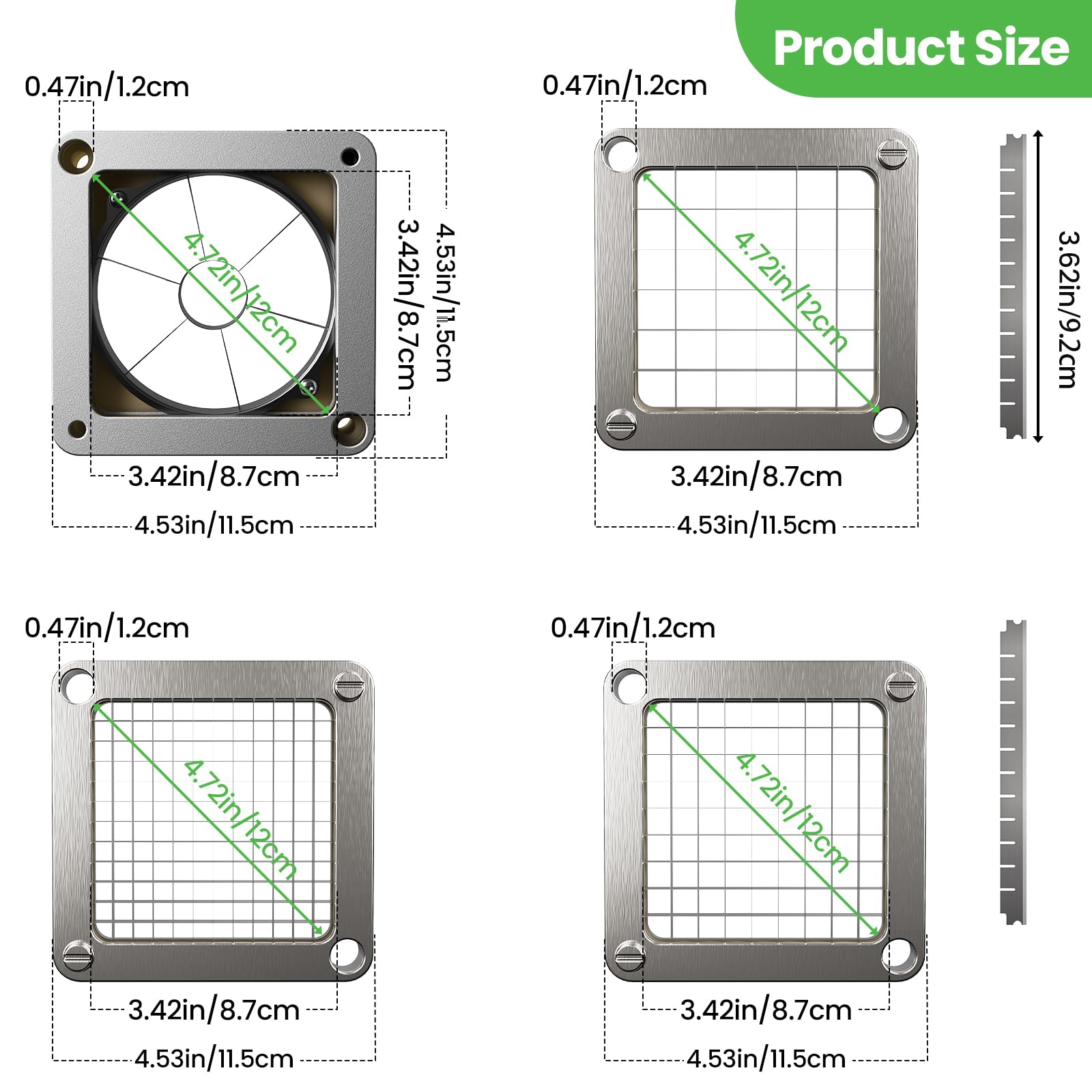 1/2" Vegetable Chopper Blade Replacement, Food-Grade 304 Stainless Steel Dicer Blade for Commercial Vegetable Chopper, Sharp & Durable French Fry Cutter Blade, Easy Clean, Fits Most Chopper Models
