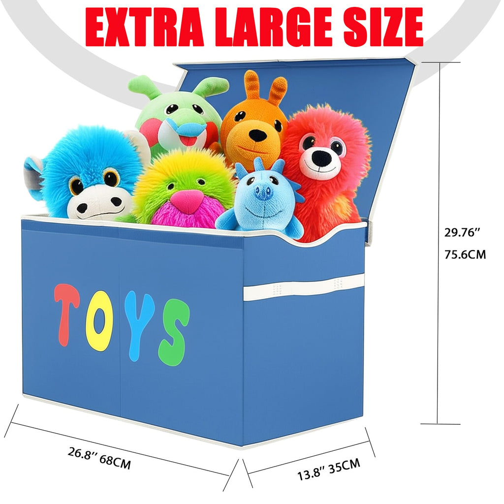 YOLOXO Toy Box Chest, Collapsible Sturdy Storage Bins with Lids, Extra Large Kids Toy Storage Organizer Boxes Bins Baskets for Kids, Boys, Girls, Nursery Room, Playroom, Closet (BLACK)