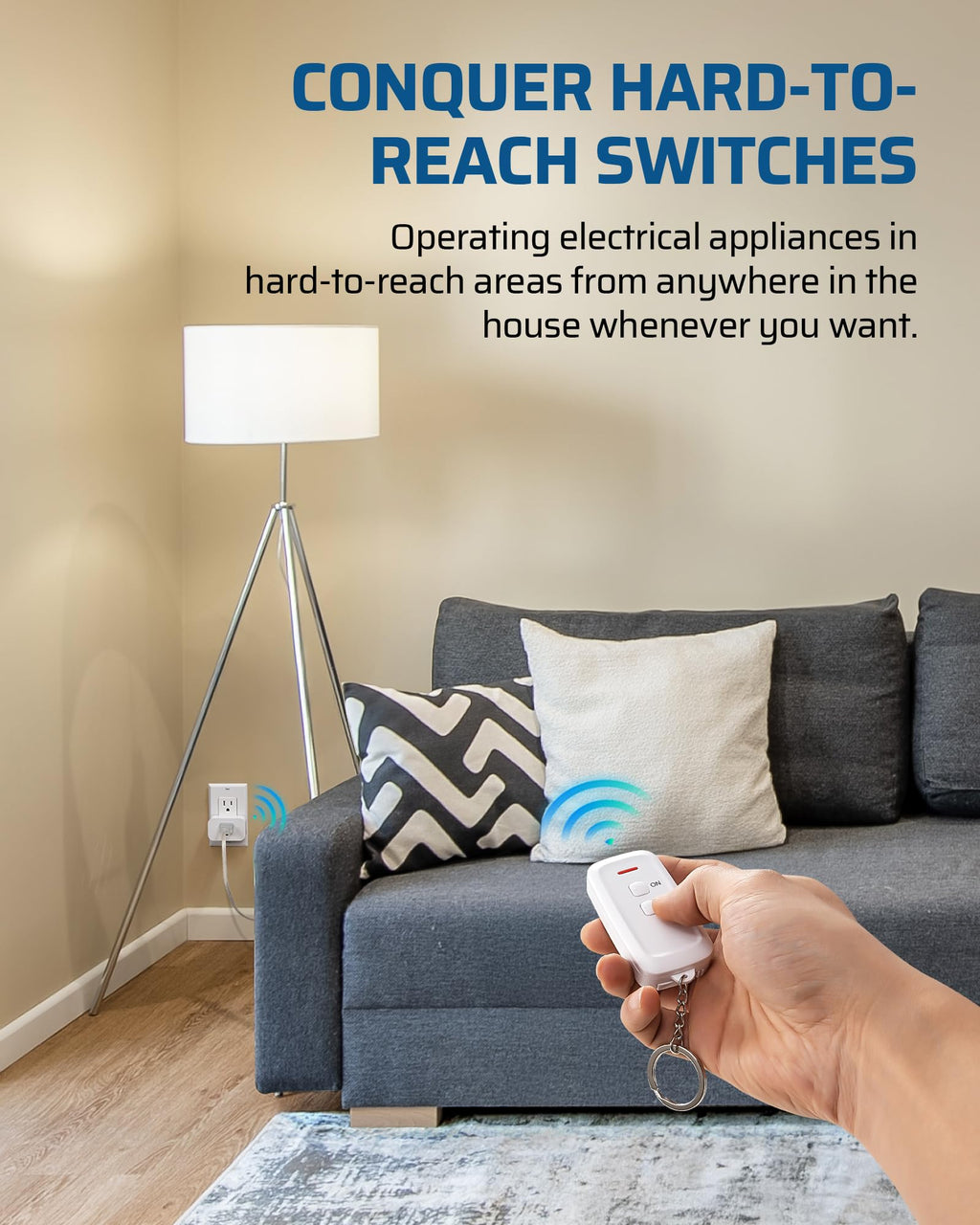 DEWENWILS Indoor Remote Control Outlet, Wireless Remote Light Switch, No Interference Remote Outlet Switch, No Wiring, 15A/1875W, 100ft RF Range, Compact Design, Programmable