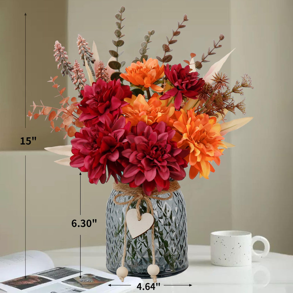 Leftover Fake Flowers in Vase,Faux Flowers in Vase,Table Centerpieces for Dining Room,Flower Centerpieces for Tables,Artificial Flowers,Kitchen Decor,Coffee Table Decor
