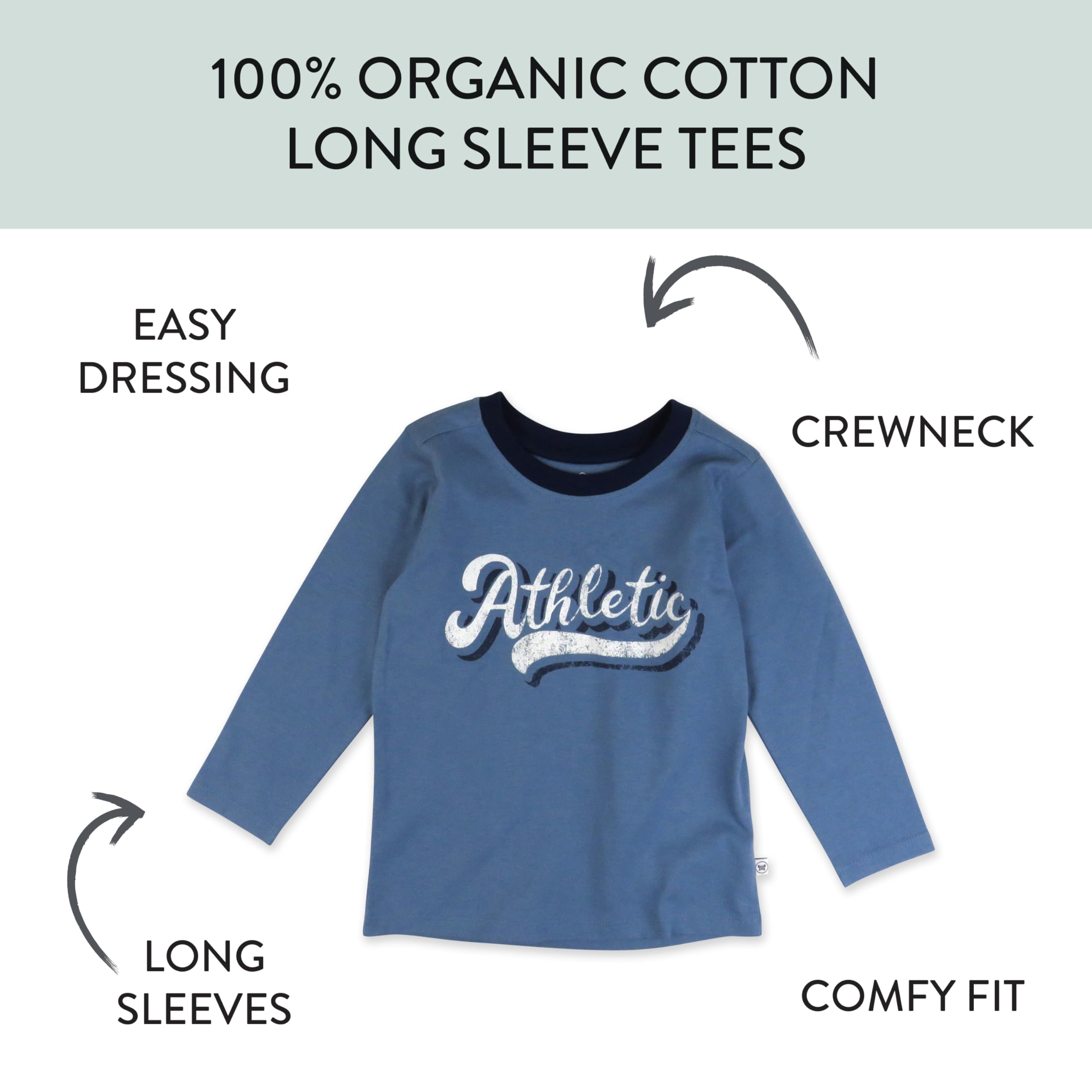 HonestBaby Unisex-Baby Organic Cotton Long Sleeve Tshirts Multipack