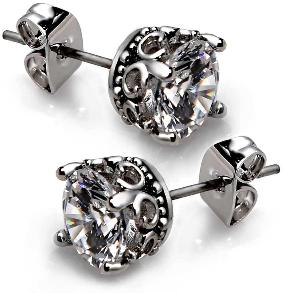 Retro Dark Shadow Stud Earrings, Hypoallergenic Stainless Steel Cubic Zirconia Earrings