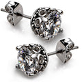 Retro Dark Shadow Stud Earrings, Hypoallergenic Stainless Steel Cubic Zirconia Earrings
