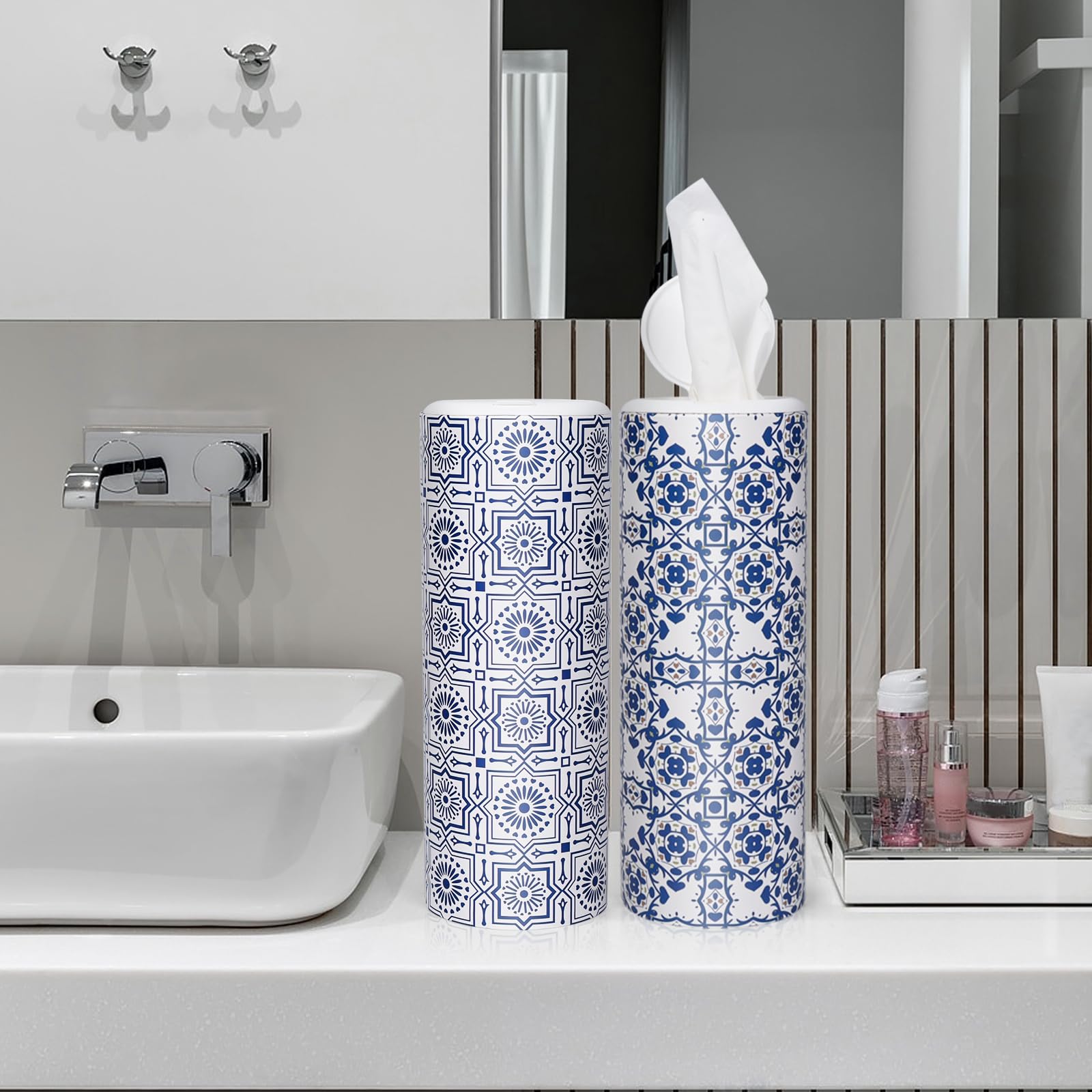 Car Round Canned Tissue Box Cup Holder Facial Tissues,Cylinder Tube Face Towel,4 Canister 3-Ply Car Napkins for Travel Tissue Bulk Fit Home,Office,School by CLOVER