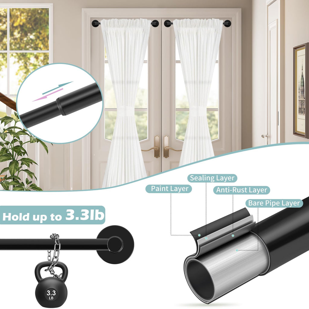 Gold Magnetic Curtain Rod for Door:Magnet Curtain Rods for Classroom Whiteboard,Small Adjustable Magnetic Towel Bar,Tool-Free French Magnet Pole with Leather Protective Cover No Drilling 16-28"