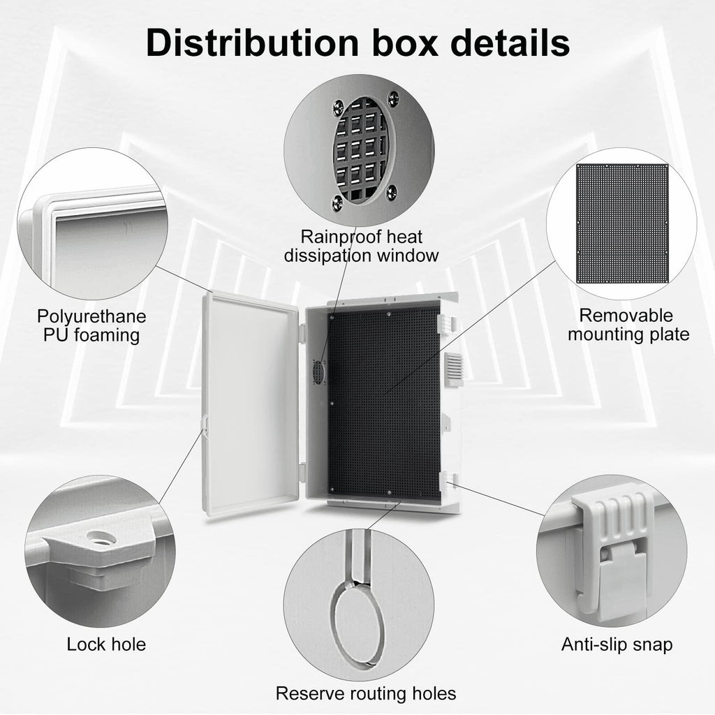 Namunanee Outdoor Electrical Junction Box, ABS Water Resistant Enclosure with Internal Mounting Panel & Hinged Cover, 9.2" H* 7" L* 4.6" W