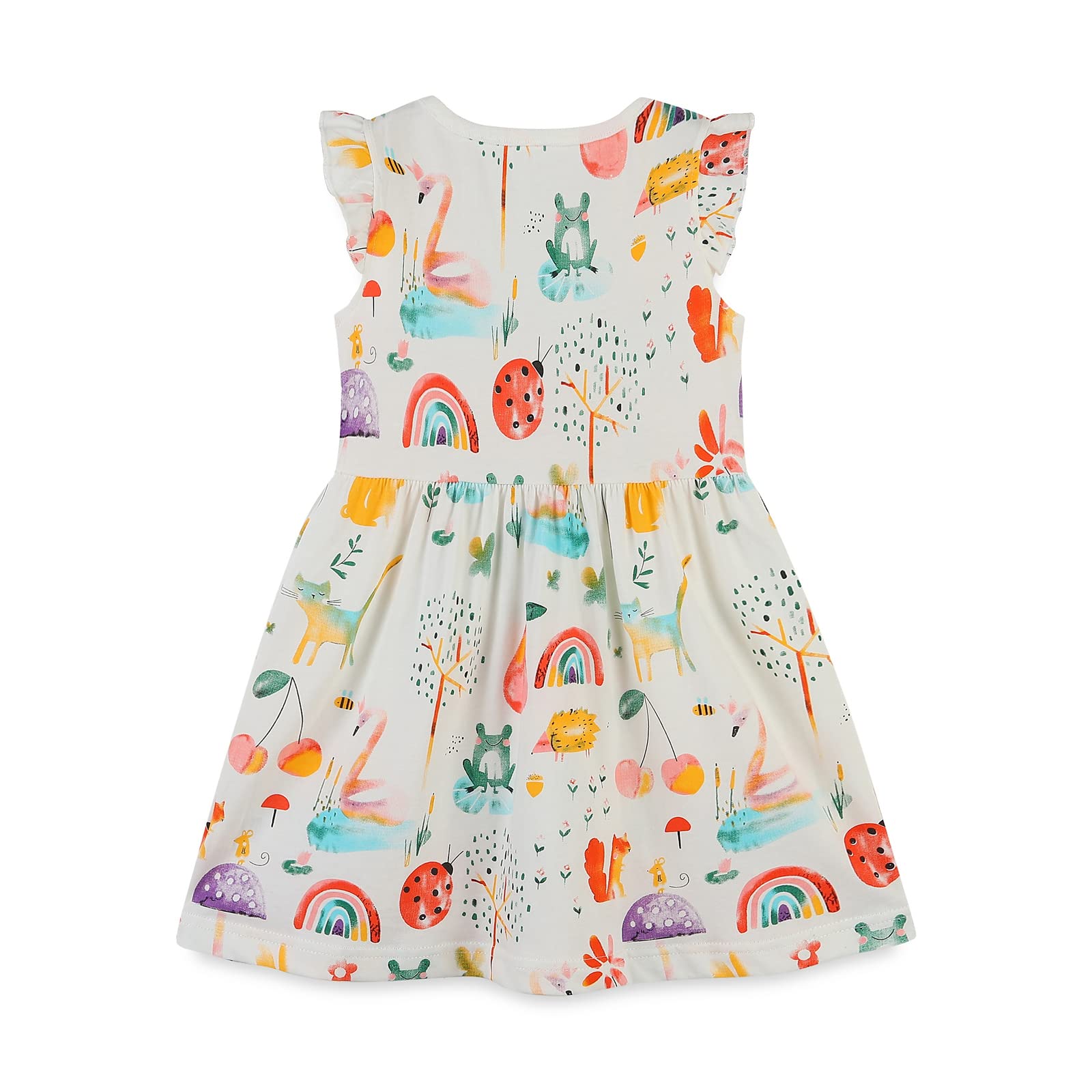 HILEELANG Little Girls Cotton Dress Sleeveless Casual Summer Sundress Flower Printed Jumper Skirt