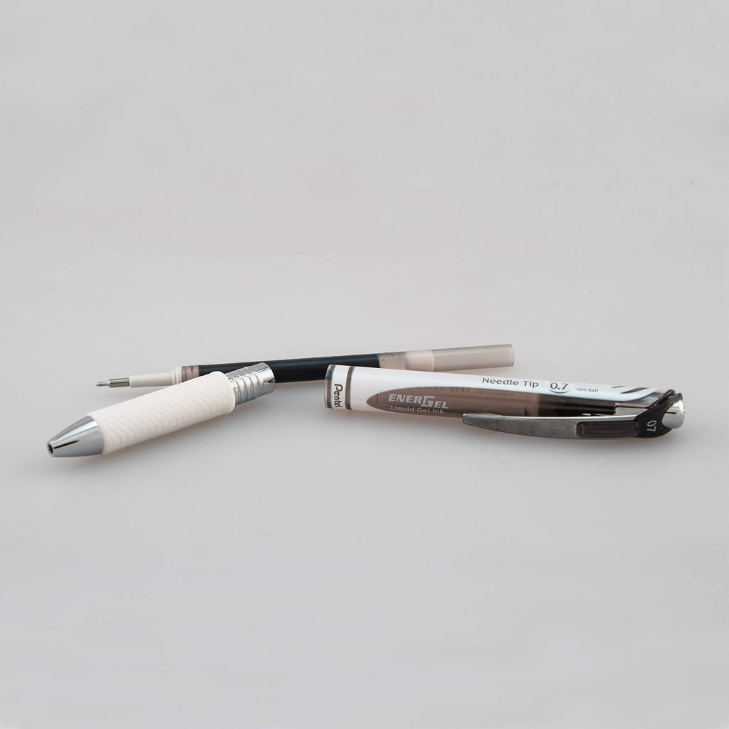 Pentel EnerGel Pearl RTX Retractable Liquid Gel Pen, (0.7mm), Medium Line, Needle Tip, Black Ink, Pack of 2 (BLN77WBP2A)