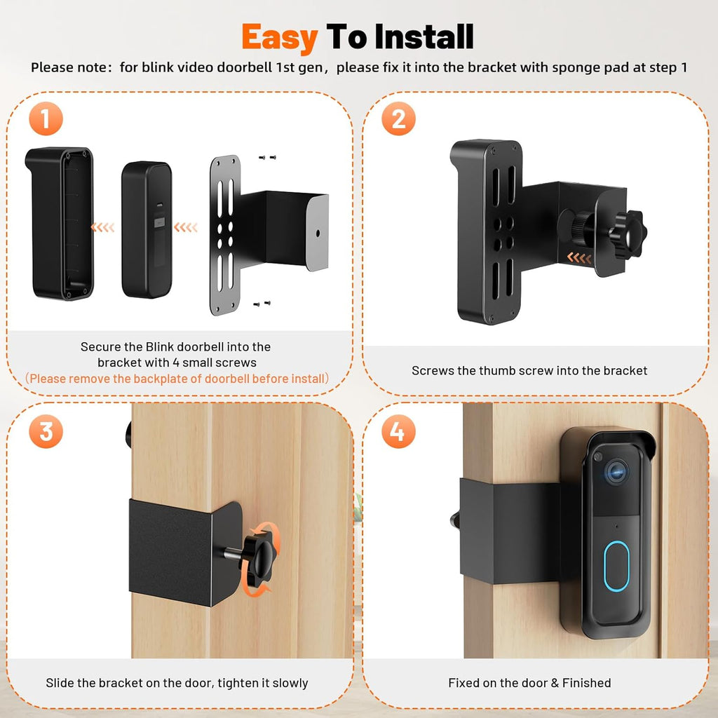 Blink Doorbell Mount, Anti-Theft Doorbell Camera Mount for Blink Video Doorbell 1st Gen & 2nd Gen, No Block Sensor & Night Vision, Doorbell Camera Mount Bracket with Rain Cover