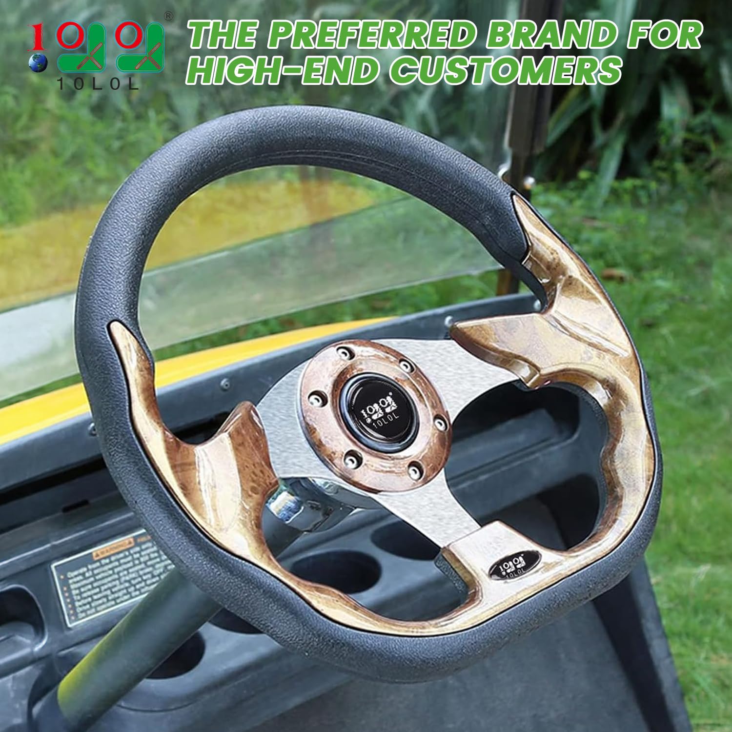 10L0L Golf Cart Steering Wheel, 13' Universal Fit for EZGO TXT/RXV, Club Car DS/Precedent, Yamaha G2-G29 (Carbon Black)