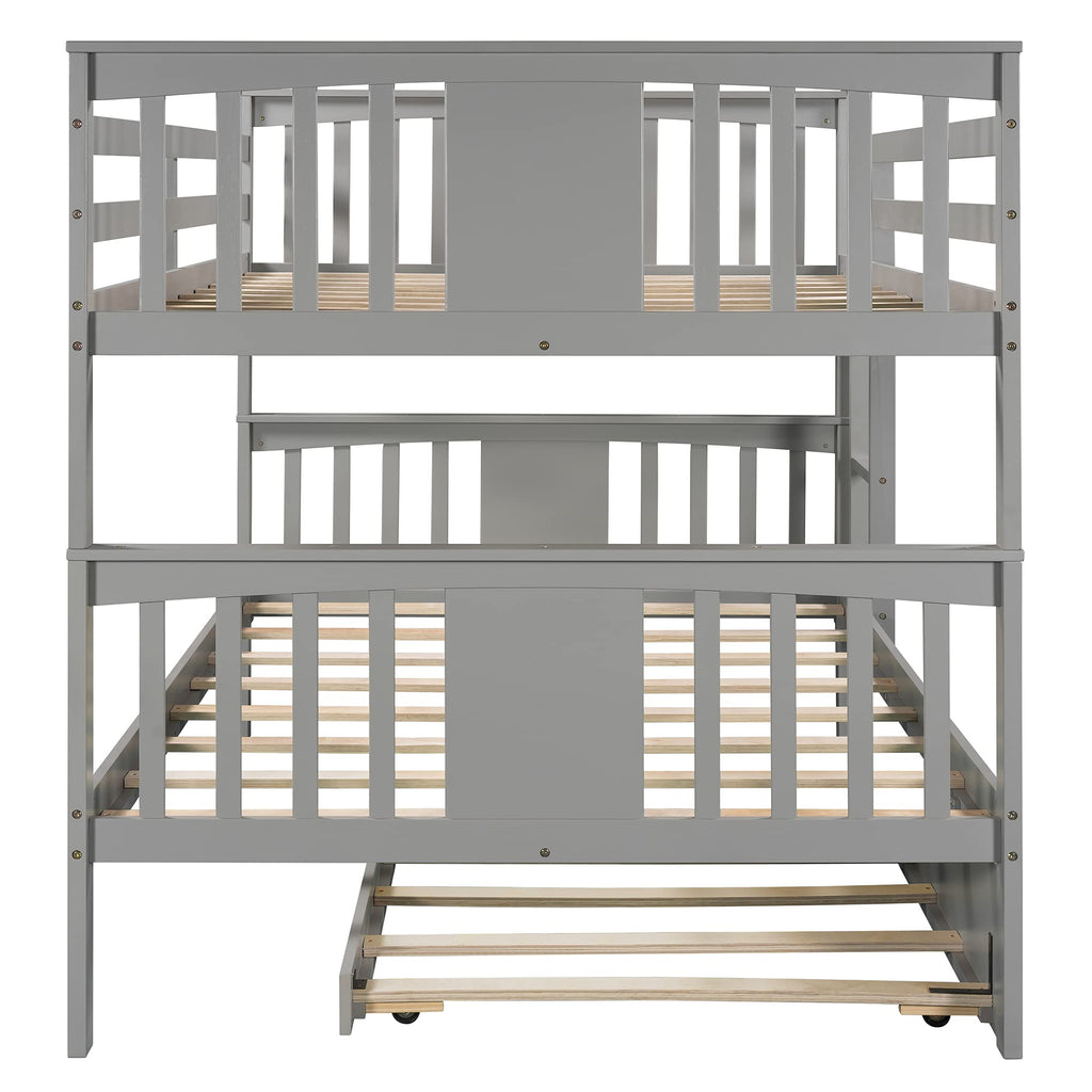 Merax Full Over Full Bunk Bed Convertible to Two Separate Beds, Solid Pine Wood Frame with Safety Guardrail & Headboard, Sturdy Durable Design, for Teens, Espresso
