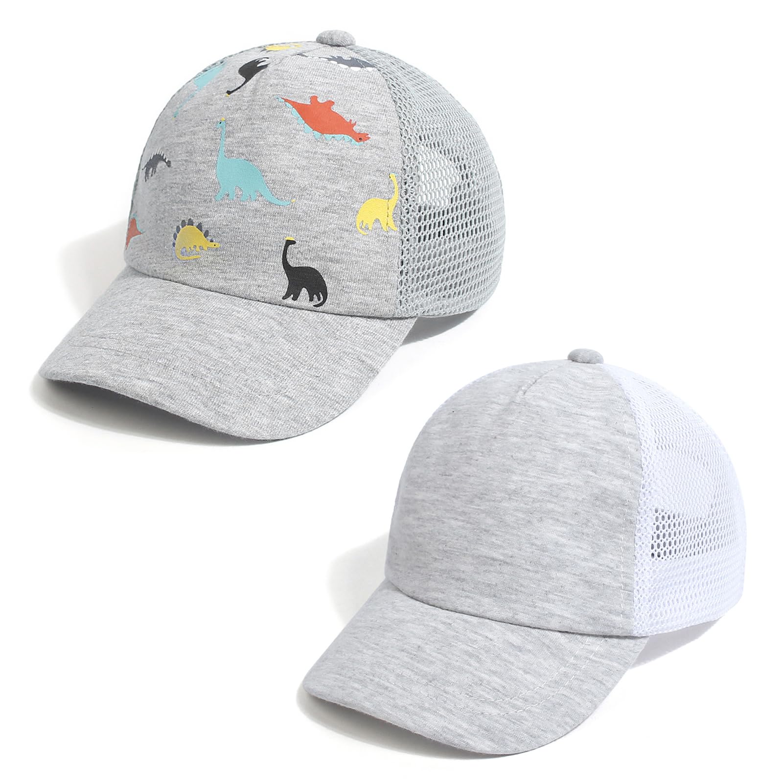 Duoyeree Toddler Baseball Cap Baby Cap Sun hat Print Dinosaur Pattern and Solid Color hat Kids boy Girl Age 0-8t