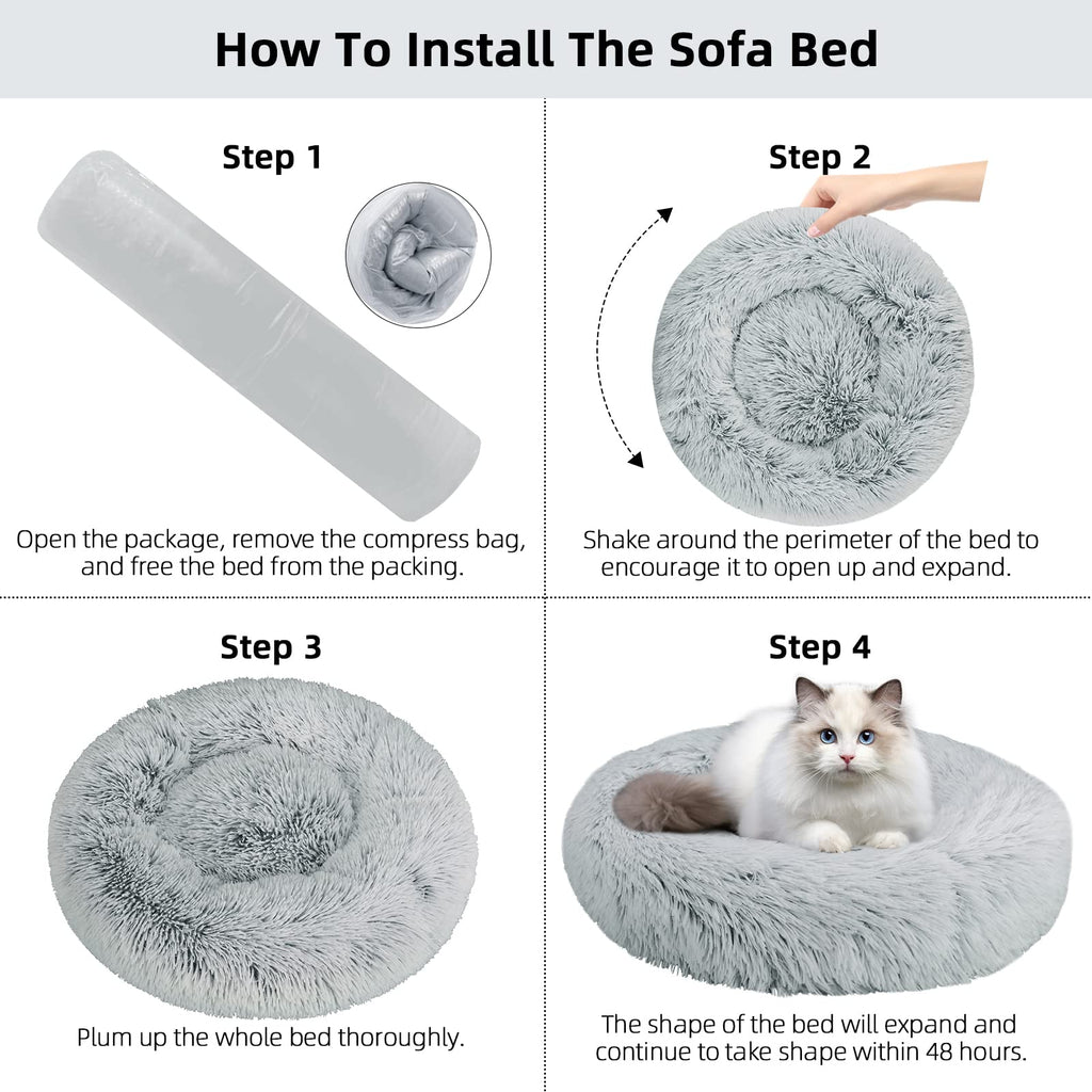 Nisrada Cat Beds for Indoor Cats,15.7 Inch Small Cats Beds, Washable-Round Pet Bed for Puppy and Kitten with Slip-Resistant Bottom