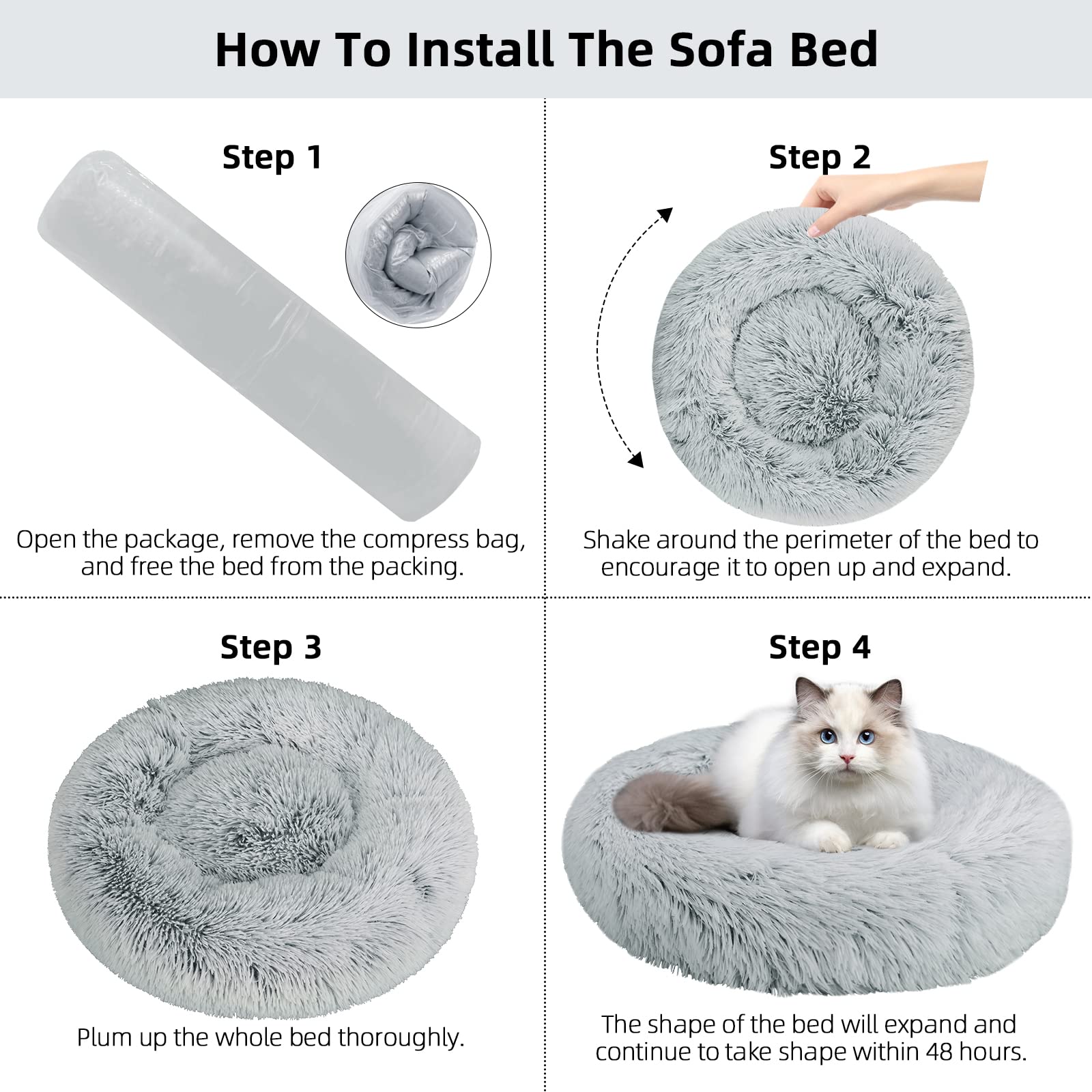 Nisrada Cat Beds for Indoor Cats,15.7 Inch Small Cats Beds, Washable-Round Pet Bed for Puppy and Kitten with Slip-Resistant Bottom