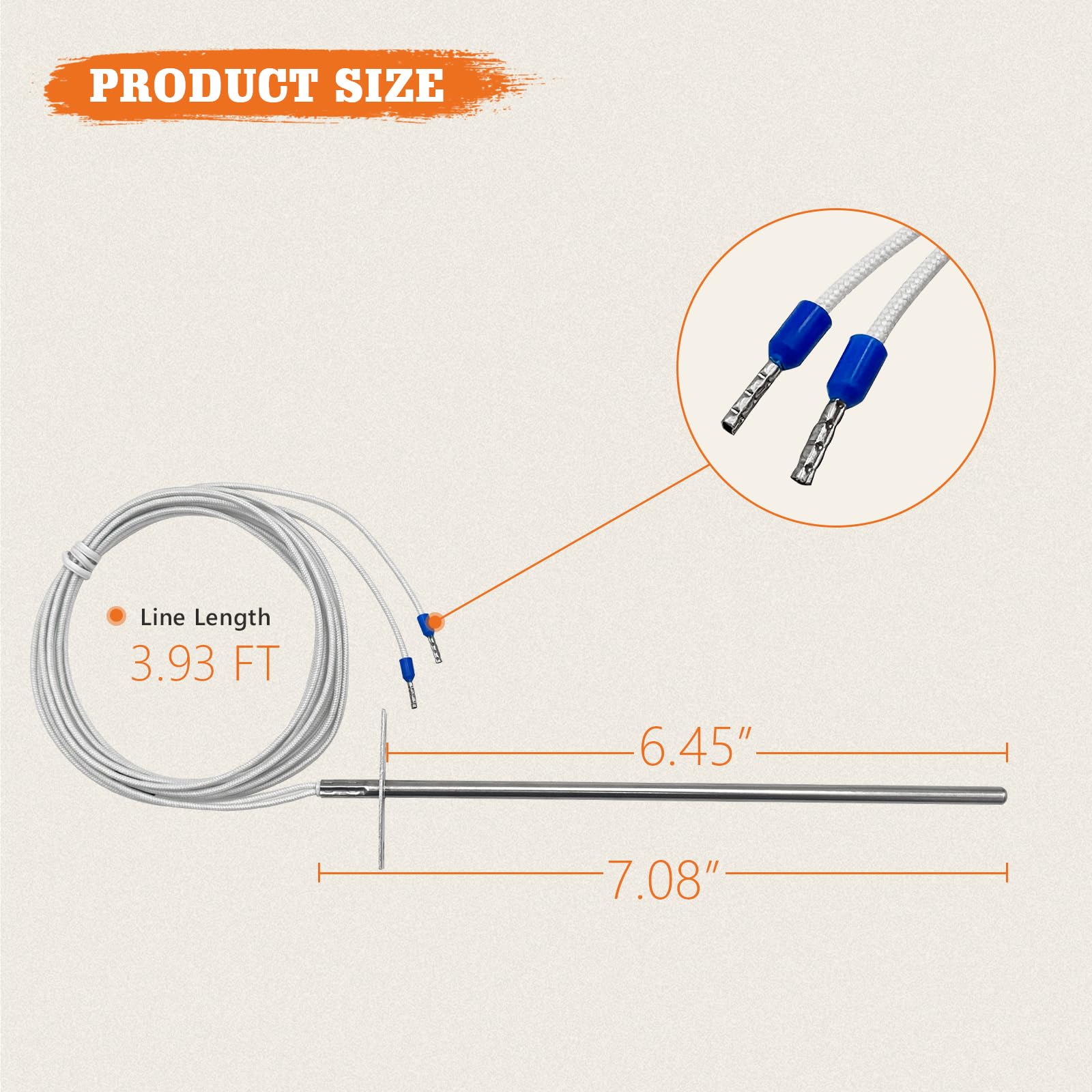 Replacement Waterproof Meat Probe 2 PCS Compatible with Traeger BBQ Grills, 3.5 mm Plug Meat BBQ Digital Thermostat Probes, Set of 2