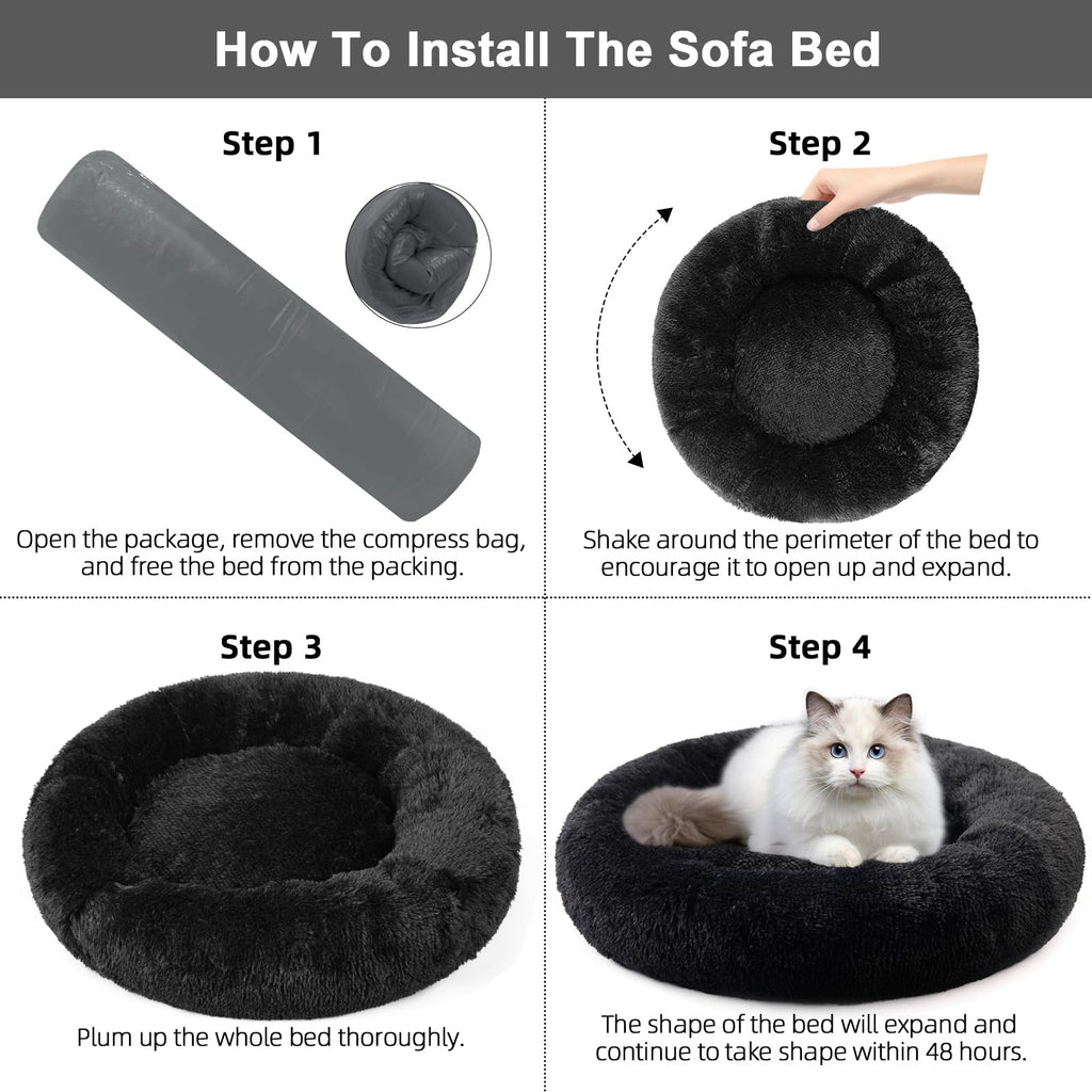 Nisrada Cat Beds for Indoor Cats,15.7 Inch Small Cats Beds, Washable-Round Pet Bed for Puppy and Kitten with Slip-Resistant Bottom