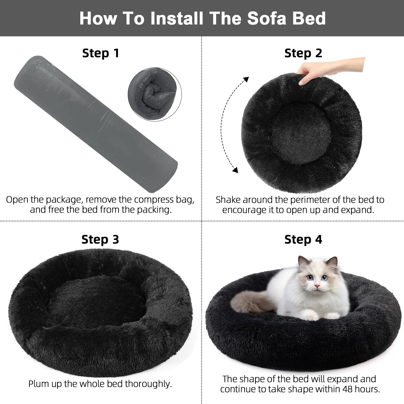 Nisrada Cat Beds for Indoor Cats,15.7 Inch Small Cats Beds, Washable-Round Pet Bed for Puppy and Kitten with Slip-Resistant Bottom