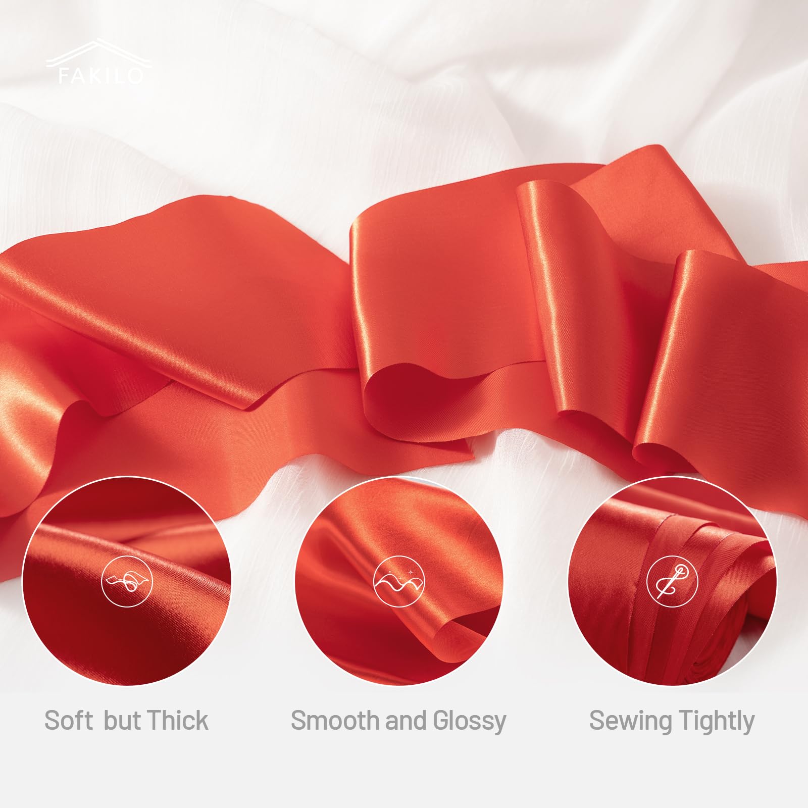 FAKILO Black Satin Ribbon 4 Inch x 22 yd Wide for Grand Opening Business Cuttings Ceremony Bow Christmas Festival Decor