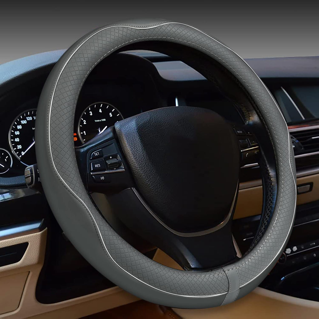 Car Steering Wheel Cover, Anti-Slip, Safety, Soft, Breathable, Heavy Duty, Thick, Full Surround, Sports Style (Black)