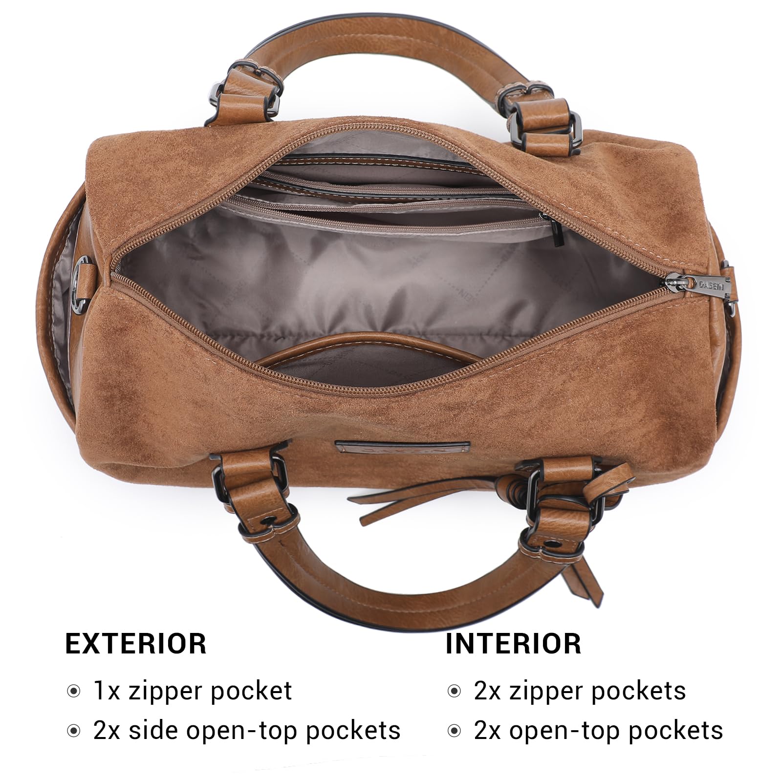 Dasein Women Soft Vegan Leather Barrel Bags Large Hobo Top Handle Work Totes Satchel Handbags Shoulder Purse