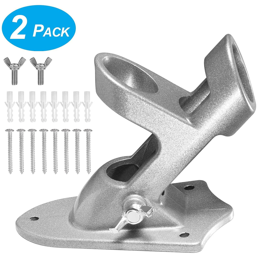 Flag Pole Holder Brackets, BONWIN 1" Flag Pole Mounting Bracket with Hardwares for House Wall Mount, 1" Inner Diameter, Two Positions & Aluminium Alloy, Rust Free Coated (Black - 1 Pack)