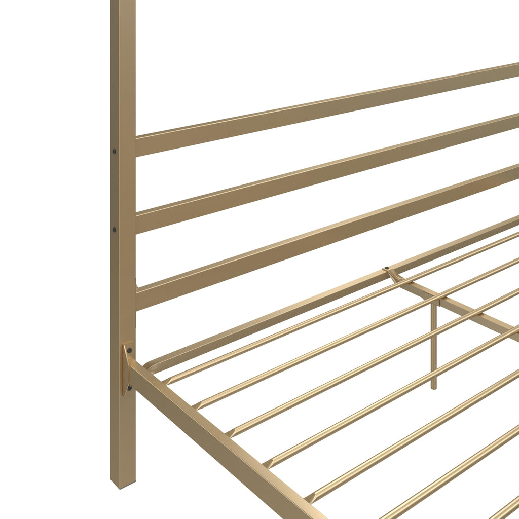 DHP King Metal Canopy Bed, Modern Design with Built-In Headboard, Sturdy Frame, No Box Spring Needed, Gunmetal Gray