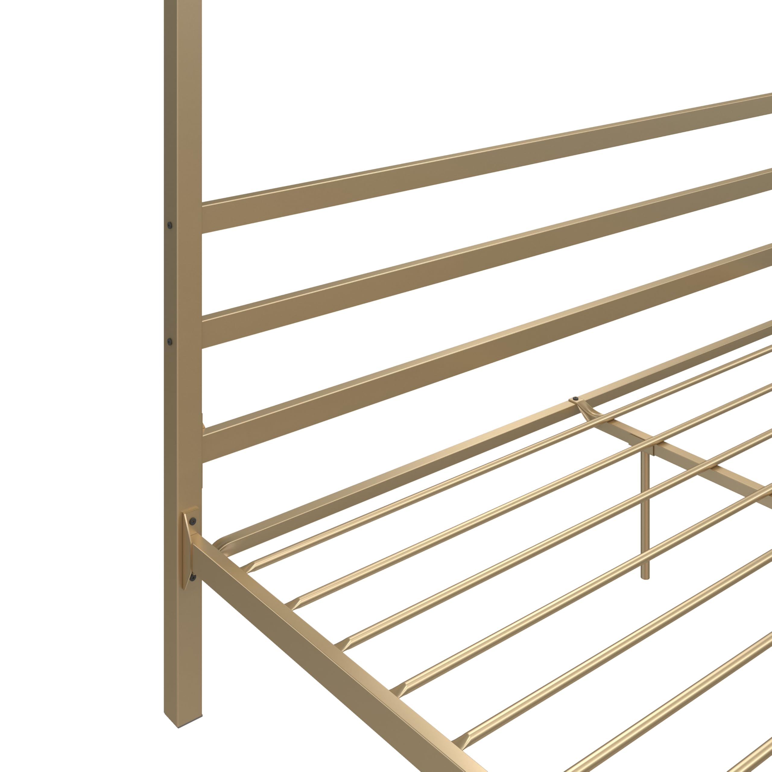 DHP King Metal Canopy Bed, Modern Design with Built-In Headboard, Sturdy Frame, No Box Spring Needed, Gunmetal Gray