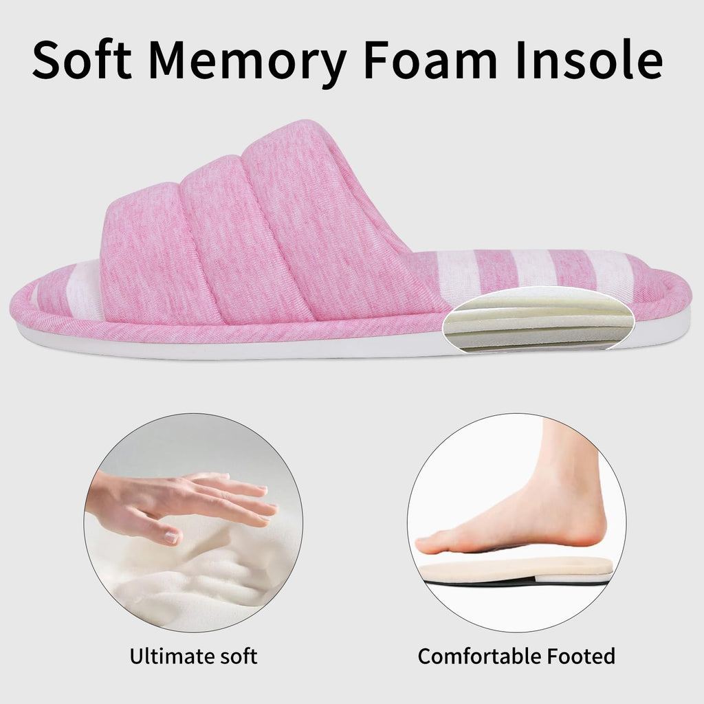 shevalues Open Toe House Slippers for Women Men Soft Cotton Indoor Shoes Memory Foam Slip On bedroom Slippers