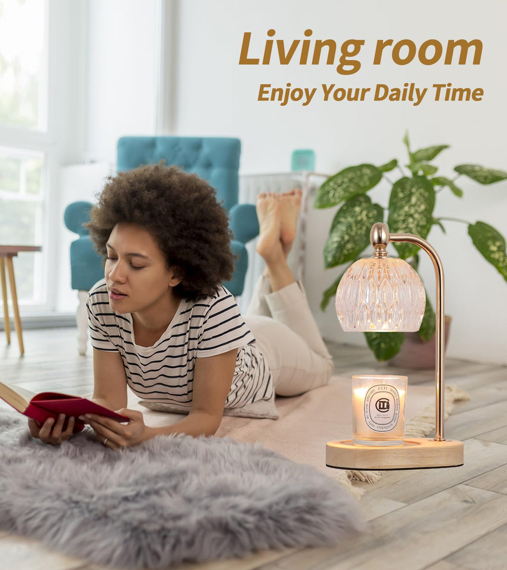 MEIXISUE Candle Warmer Lamp with Timer and Dimmer,Electric Amber Light Gifts for Women Melt Wax Warmer Lamp with 2 Bulbs for Candle Jars House Warming New Home Decor