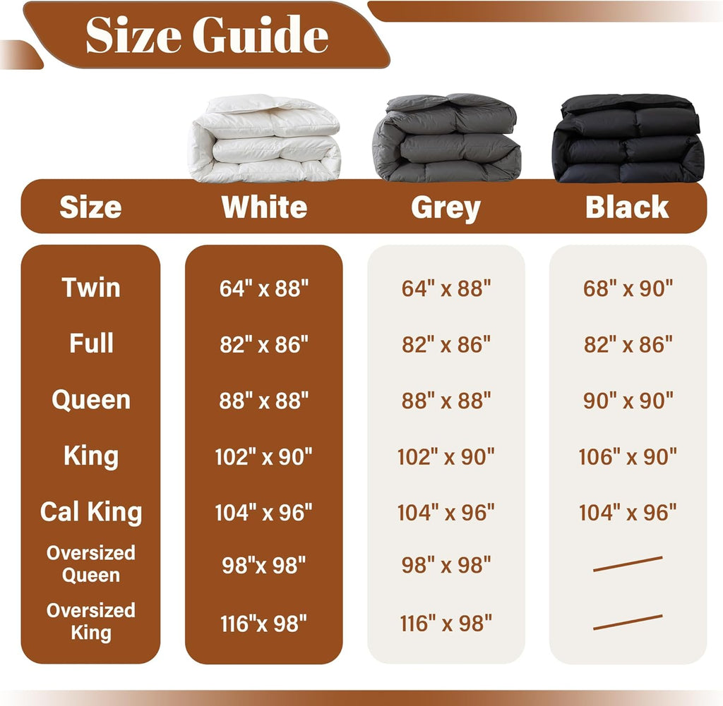 Cosybay Full Feather Down Fiber Comforter - Ultra Soft 100% Cotton Duvet Insert, All Season Hotel Luxury Bedding with Corner Tabs, 82"x86"