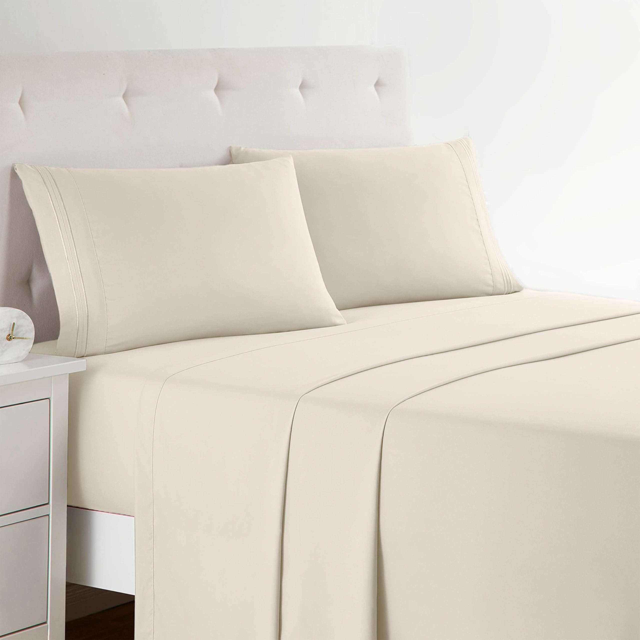 Clara Clark Bed Sheets, Premier 1800 Series 4 Piece Bed Sheet Set, Deep Pocket, Wrinkle, Fade, Stain Resistant, Luxury Soft Bedding Sheets & Pillowcases, Twin, Beach Blue