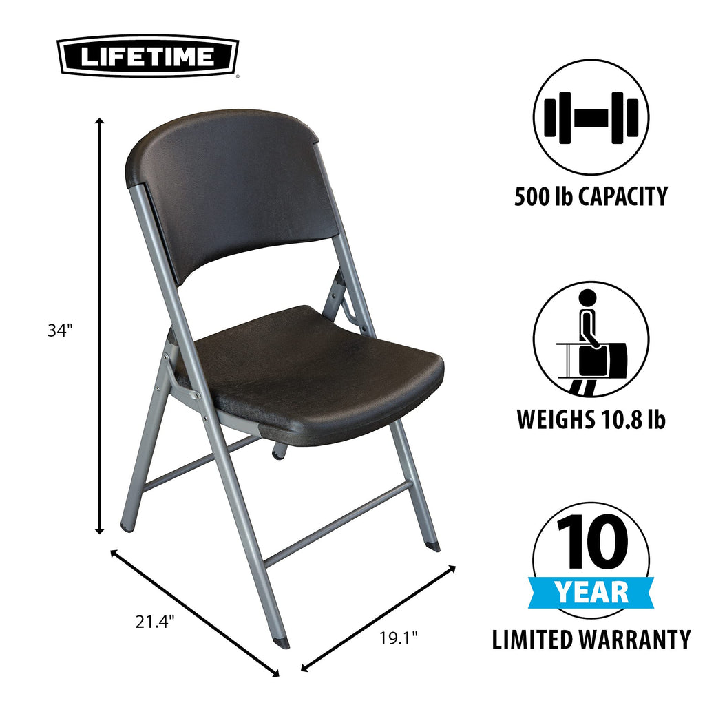 LIFETIME 42803 Commercial Grade Folding Chairs, 4 Pack, Almond