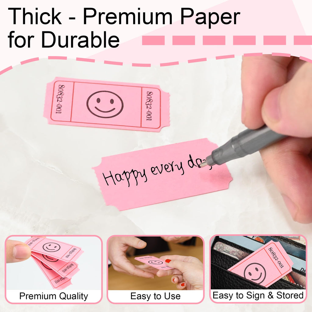 L LIKED 500 Raffle Tickets, Smile,Bule(6 Color Selection), Single Roll, Ticket for Events, Entry, Class Reward, Raffle & Prizes