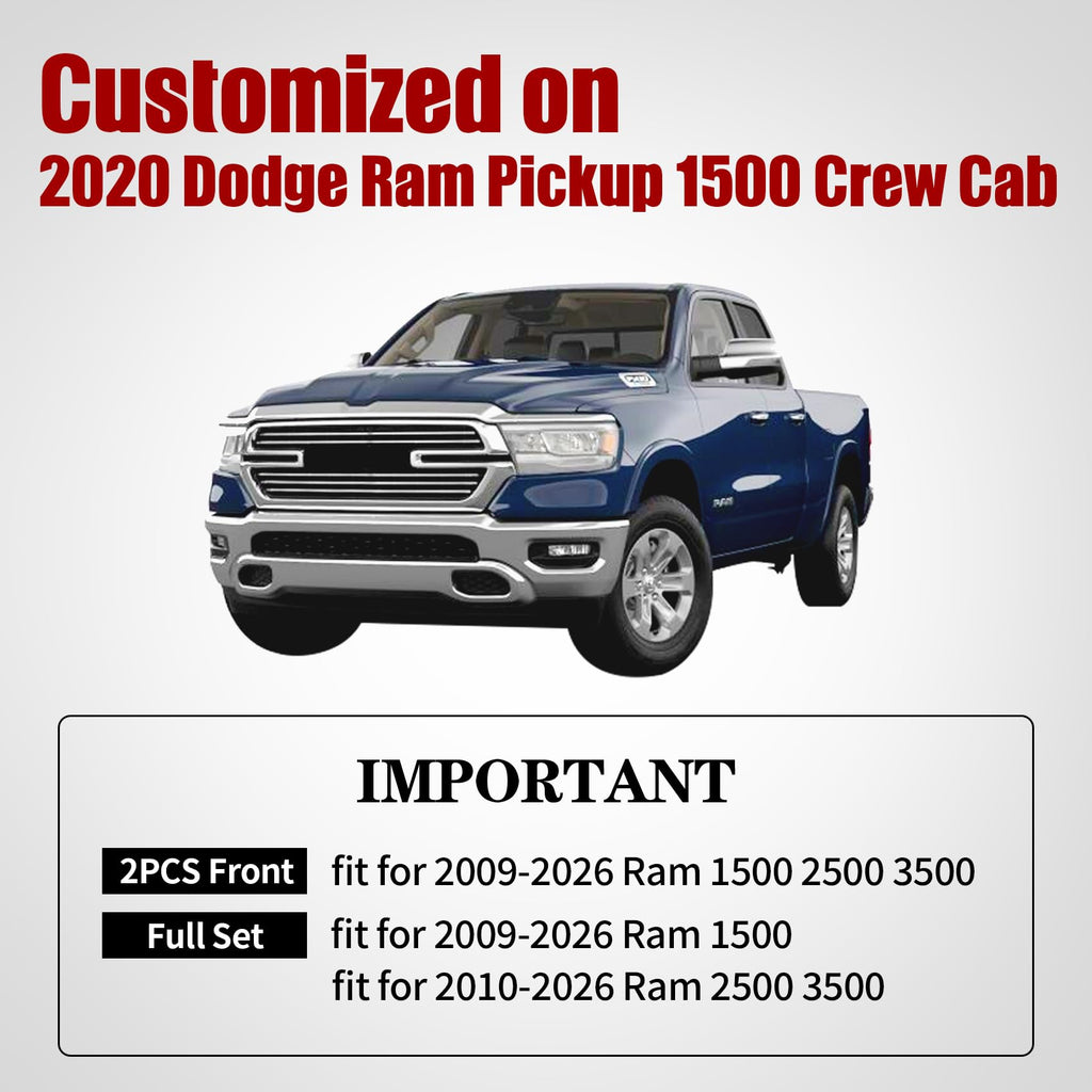 Aierxuan Dodge Ram Front Seat Covers Custom Fit 2009-2026 1500/2500/3500 Truck Pickup Crew Quad Regular Cab Heavy Duty Waterproof Leather Airbag Compatible Cushions(2 PCS Front/Black)