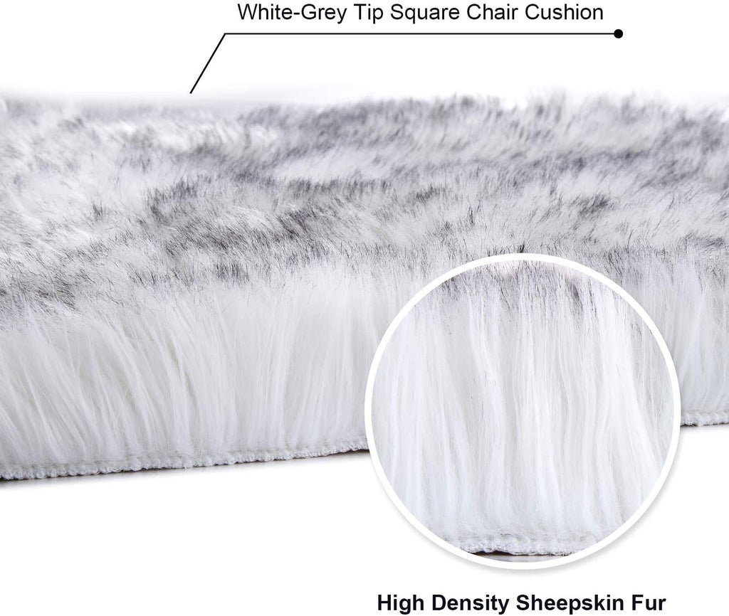Softlife Black Faux Fur Sheepskin Chair Cover Seats Cushion Pad Super Soft Area Rugs for Living Bedroom Sofa Dorm (1.6ft x 1.6ft)