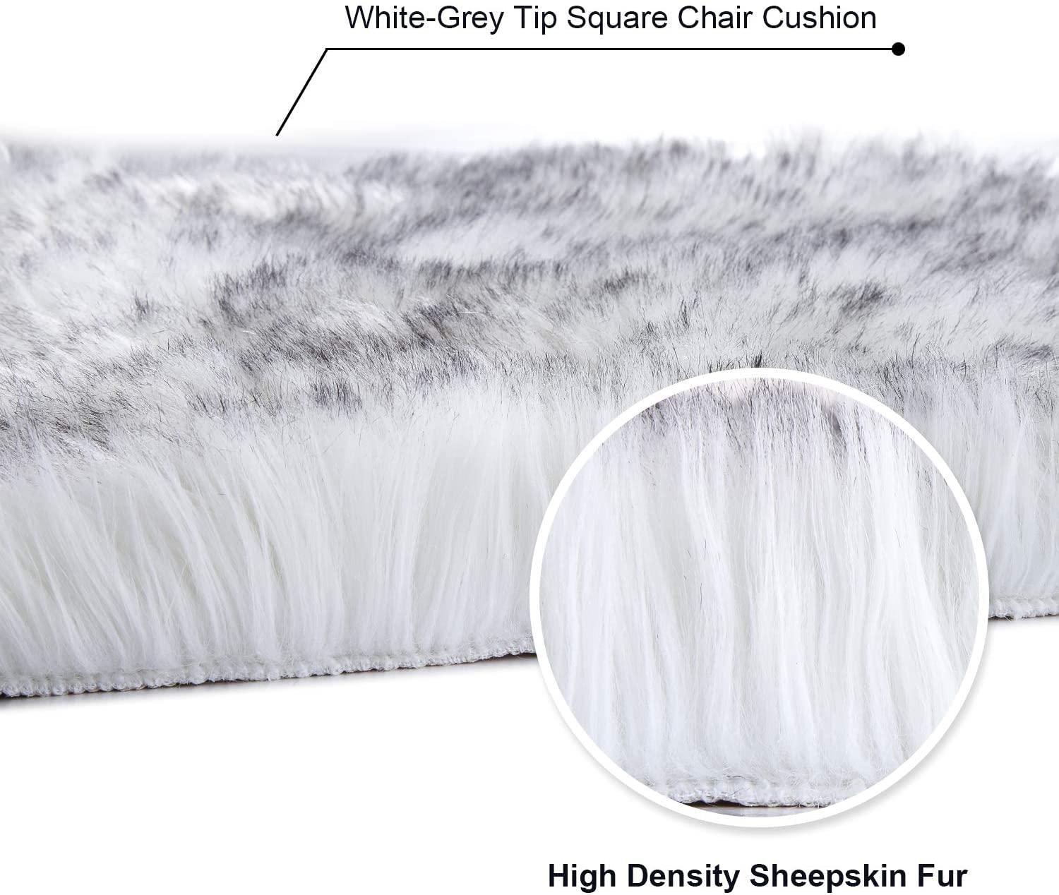 Softlife Black Faux Fur Sheepskin Chair Cover Seats Cushion Pad Super Soft Area Rugs for Living Bedroom Sofa Dorm (1.6ft x 1.6ft)