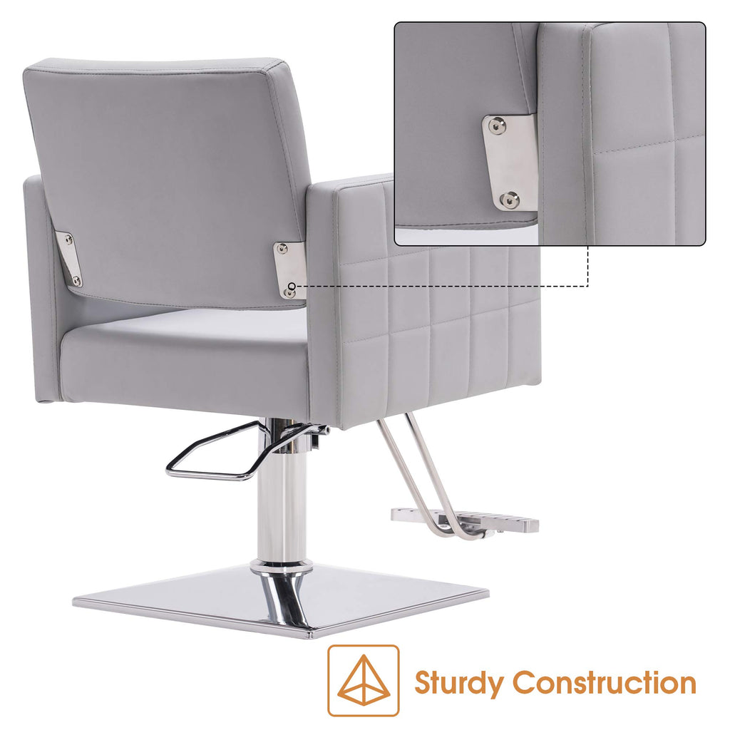 BarberPub Salon Chair for Hair Stylist, Hydraulic Stylist Chair, Adjustable Height, PVC Leather, 360 Degrees Swivel, Barbershop, Home Salon, Adult 8821 (Black)